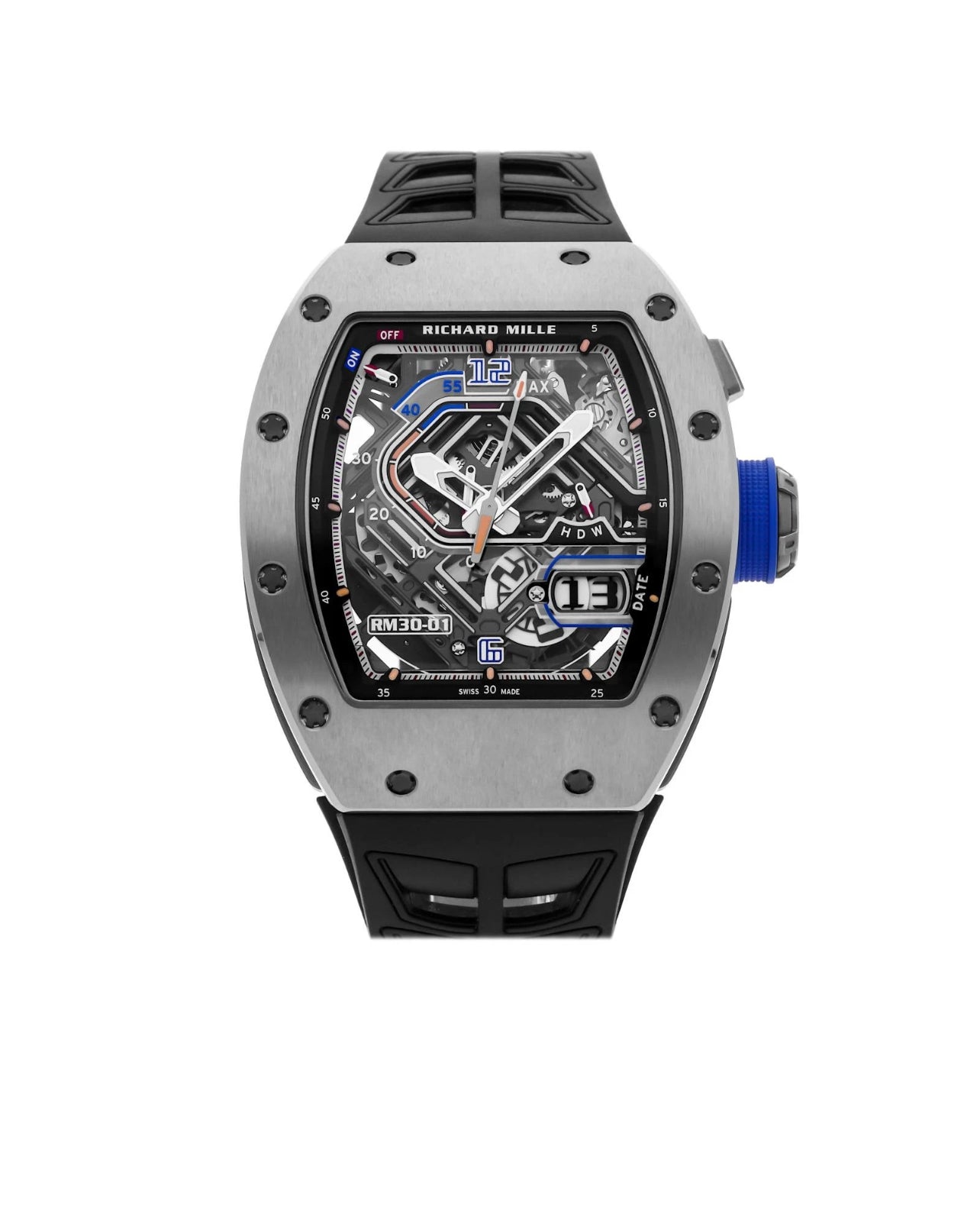 Richard Mille RM30-01 Date Auto 49mm Skeleton Watch Titanium RM30-01 TI