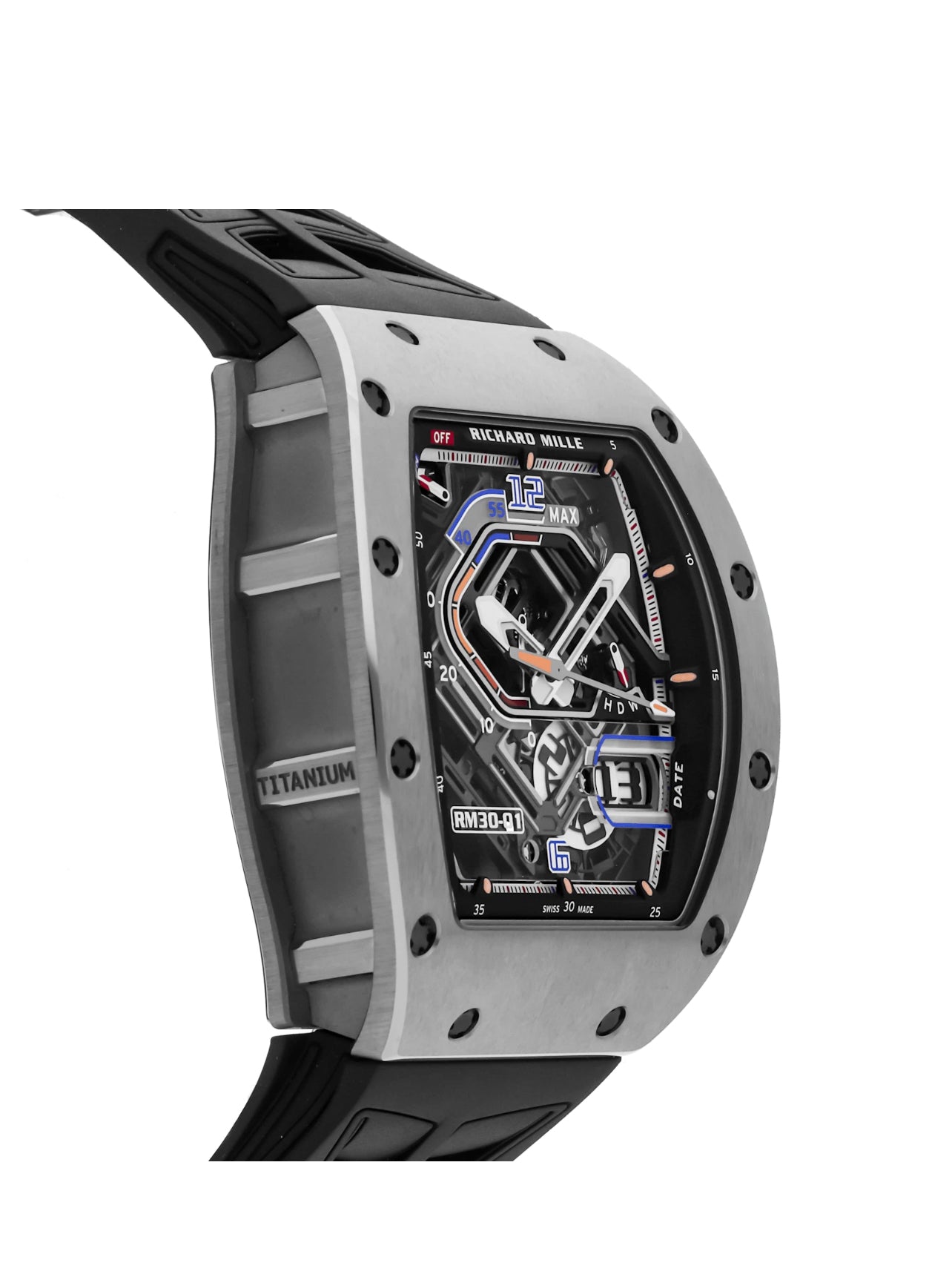 Richard Mille RM30-01 Date Auto 49mm Skeleton Watch Titanium RM30-01 TI